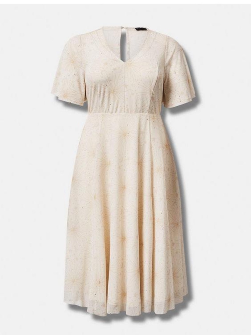 torrid Cream V‑Neck Midi Dress with Flutter Sleeves - Picture 5 of 5